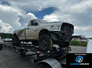 IAA salvage auto transport: salvage truck purchased at IAA that Scott's transported.